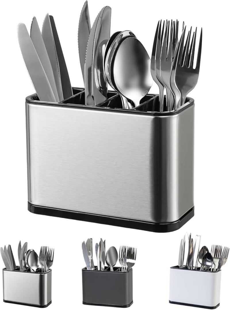 Utensil Holder Utensil Crock Kitchen Utensil Organizer Stainless Steel Kitchen Utensils Silverware Caddy Large Capacity Flatware Caddy Spoon Spatula Utensil Storage For Kitchen Countertop